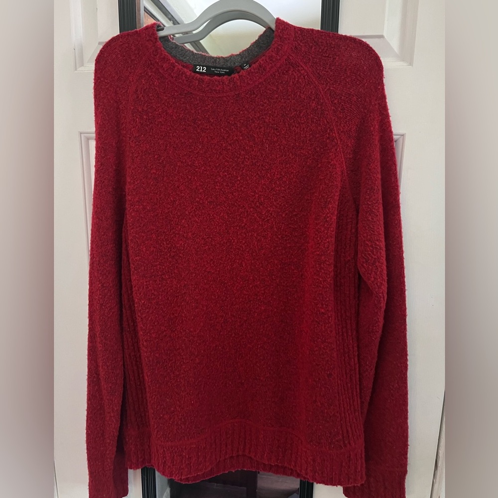 212 Saks Fifth Avenue Wool Blend Red Textured Sweater (M)